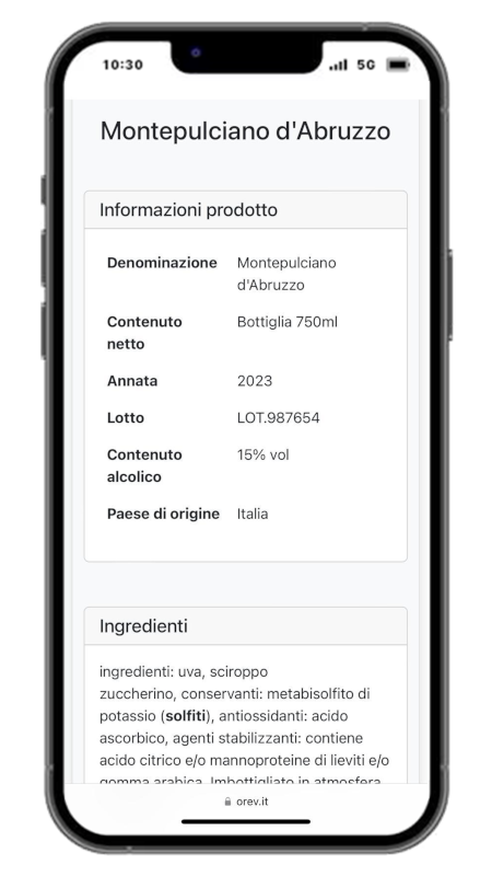 E-Label: informazioni di base sul vino